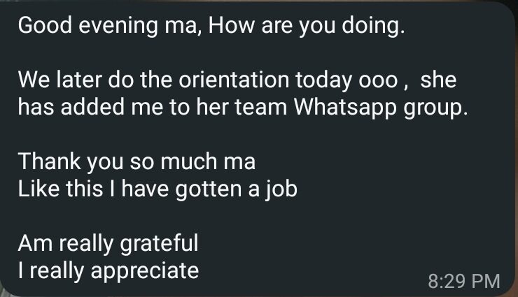 Student testimonial